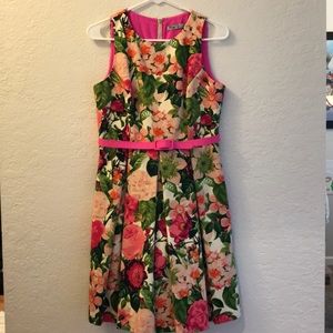 Eliza J Floral Faille Fit & Flare sleeveless dress